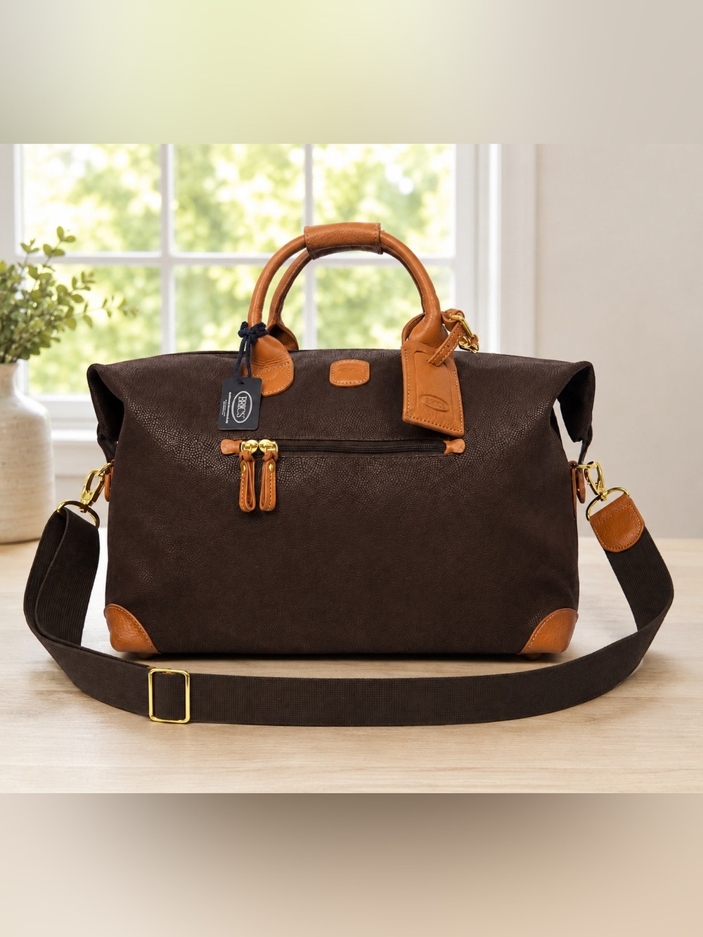 NWT Bric's Milano Life Collection 22” Brown Leather Weekender Cargo Duffle w/Tag